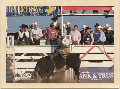 Real bullriding at the Val Verde County Fairgrounds in Del Rio, Texas. This was one of the locations for the bio-pic “8 Seconds.”
