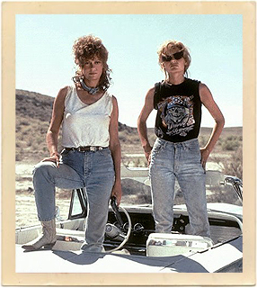 Susan Sarandon and Geena Davis as the rough and tumble outlaws in “Thelma & Louise.”
