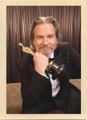 Jeff Bridges seems quite pleased, as he poses with the Oscar he won as Best Actor for his role of Bad Blake in the 1999 award-winning film, “Crazy Heart.”