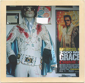 The jumpsuit Kurt Russell wore in “3000 Miles to Graceland,” is now on display with other memorabilia from the 2001 film.